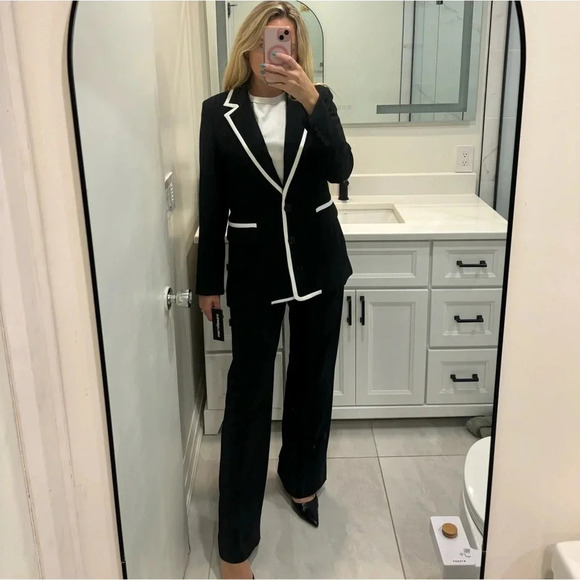 Karl Lagerfeld [8] Contrast-Trim Blazer NWT - Picture 8 of 8